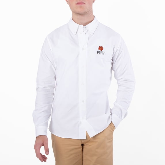 Kenzo Boke Flower Embroidered Long-Sleeve Shirt, Brand Size 43 (Neck Size 17.5")