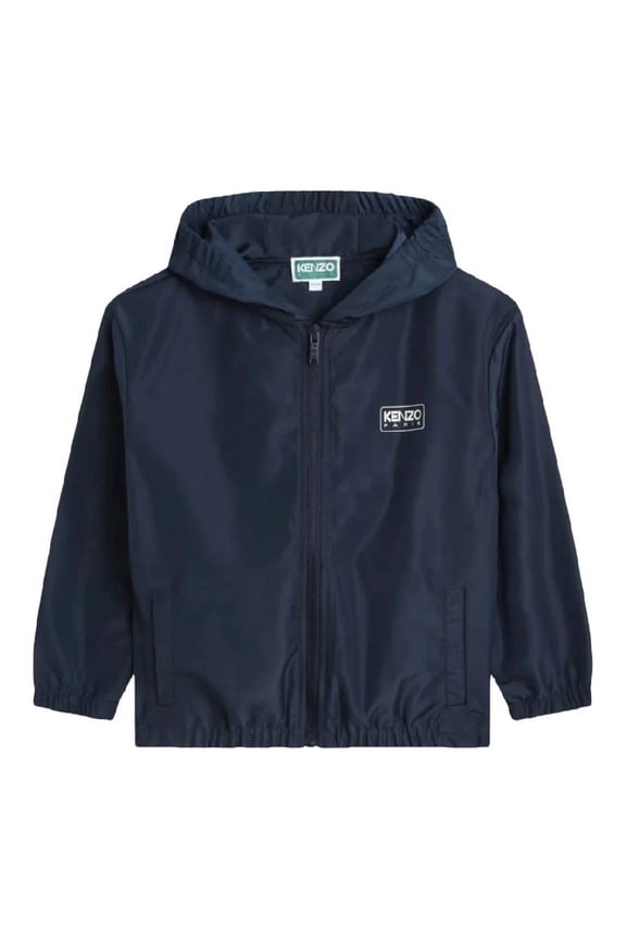 Boys Logo-Printed Zipped Hooded Windbreaker Jacket, Size 4