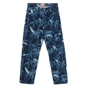 Kenzo Chiku-Rin Camo Motif Botan Loose Denim Jeans, Waist Size 31