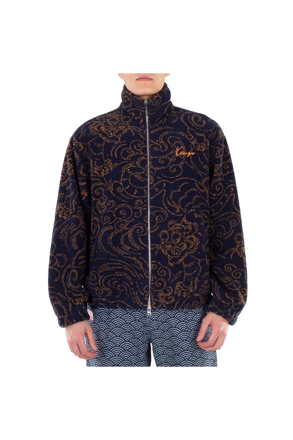 Embroidered Logo High-Neck Jacket, Size Large