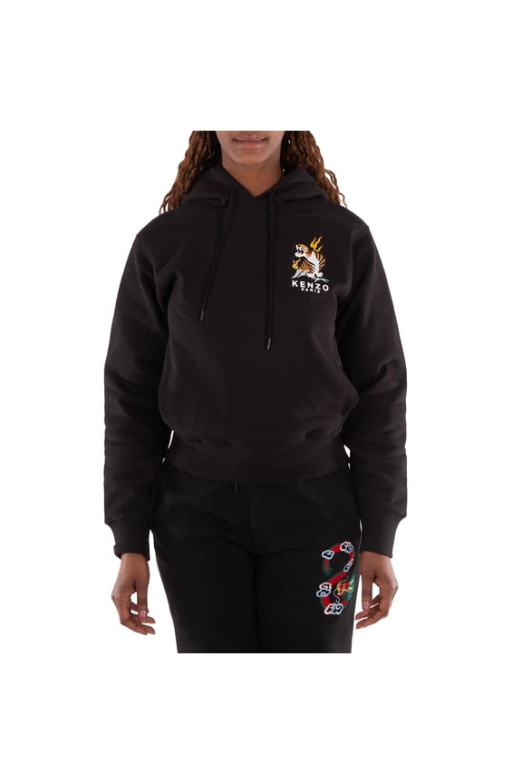 Embroidered Tiger Long Sleeve Sweater, Size Medium