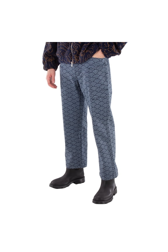 Geometric-Pattern Denim Pants, Waist Size 29"