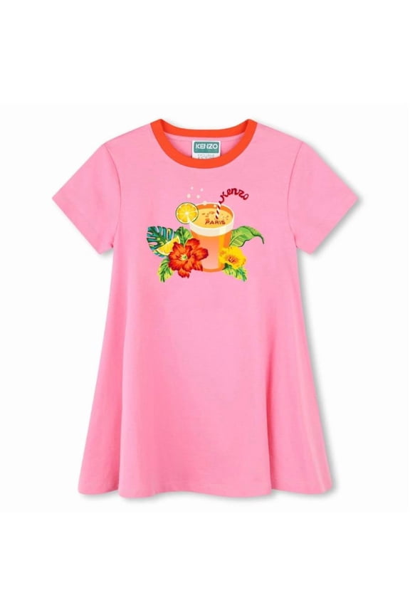 Girls Floral Print Short-Sleeved Dress, Size 8Y