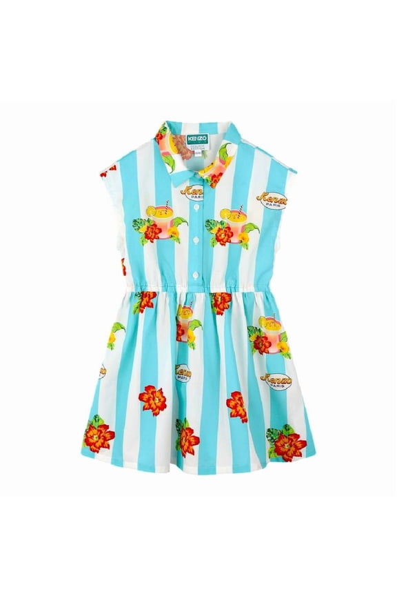 Girls Stripe Pattern Floral Dress, Size 12Y