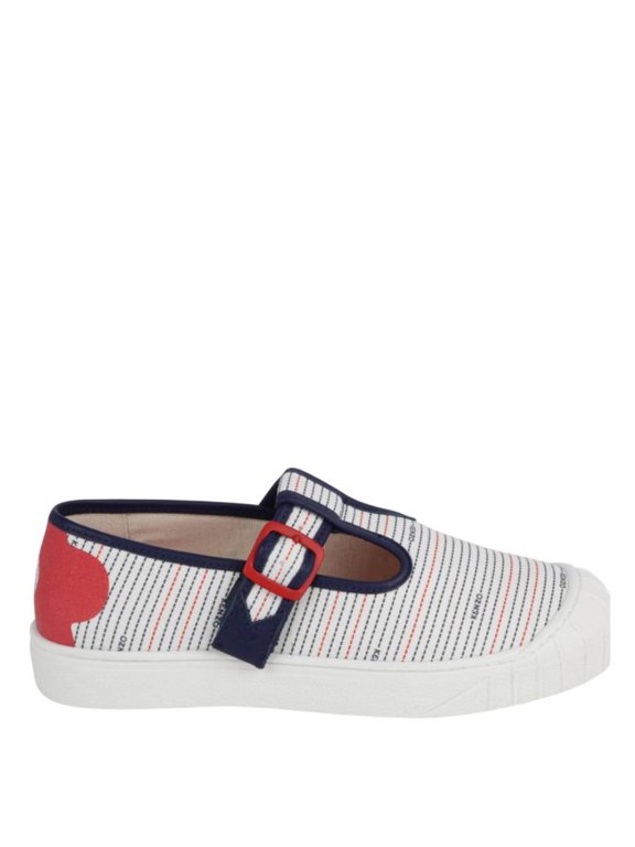 Girls Stripe-Print Canvas Sneakers, Brand Size 33 ( 2 Kids )