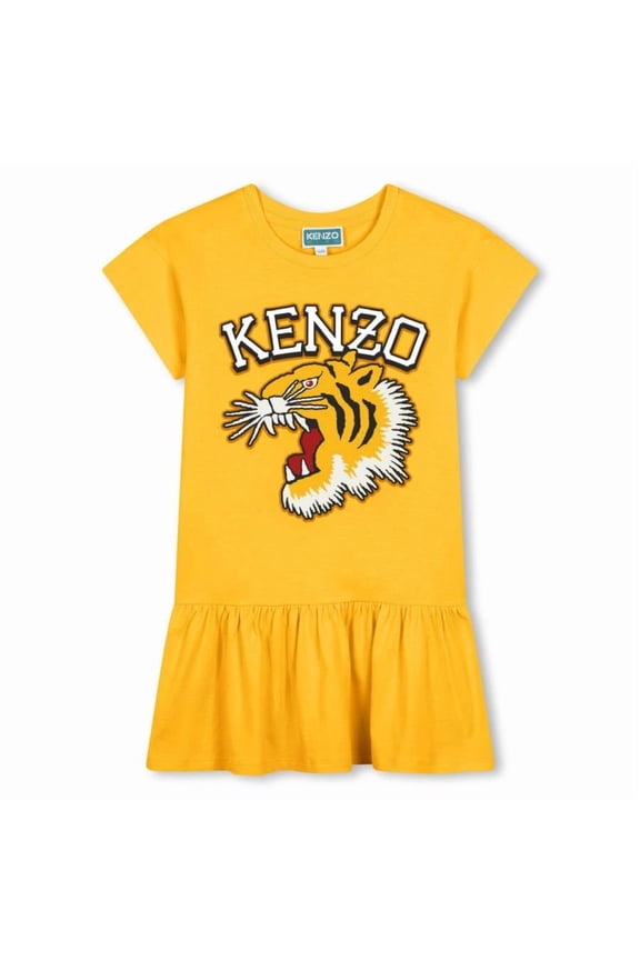 Girls Wicker Gold Tiger Logo Print Dress, Size 8Y