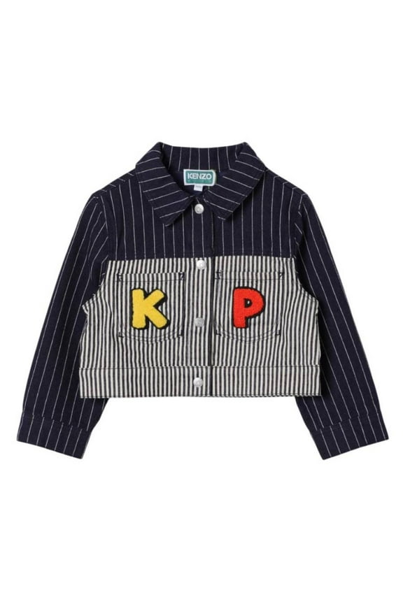 Kids Striped Cotton Denim Jacket, Size 10Y