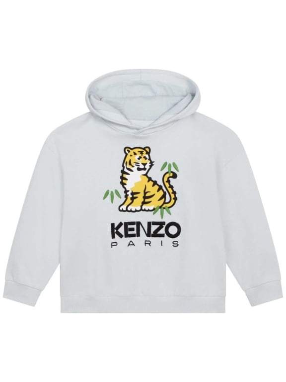Kids Tiger Embroidered Cotton Hoodie, Size 10Y