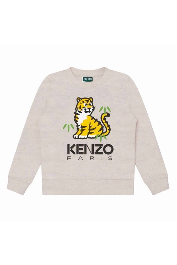 Kids Tiger Print Cotton Sweatshirt, Size 10Y