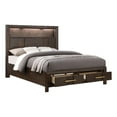 thumbnail image 1 of King bed Made with Wood and LED Headboard in Walnut Color, 1 of 6