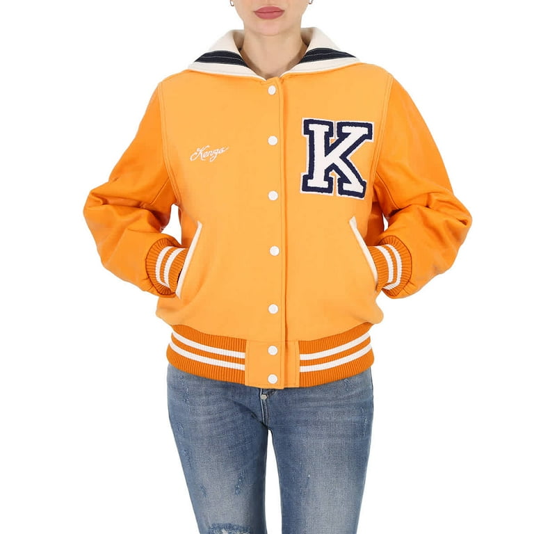 Kenzo Ladies Apricot Varsity Wool And Leather Jacket Size Small