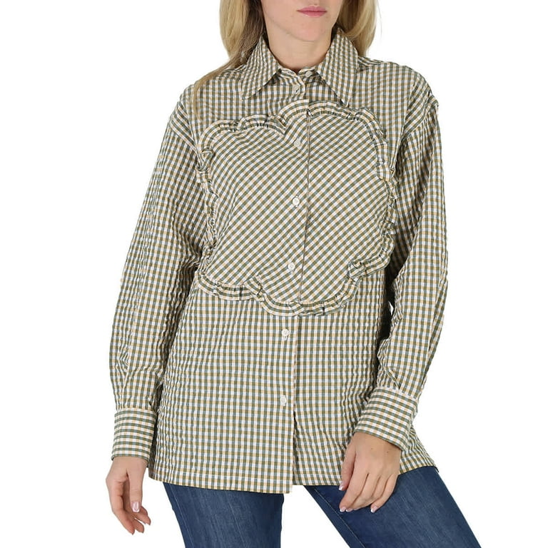 Kenzo Ladies Gingham Print Boke Flower Long-Sleeve Cotton Shirt