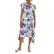 Kenzo Ladies Wisteria Asymmetric Dress With Blurred Floral Print, Brand Size 36 (US Size 4)