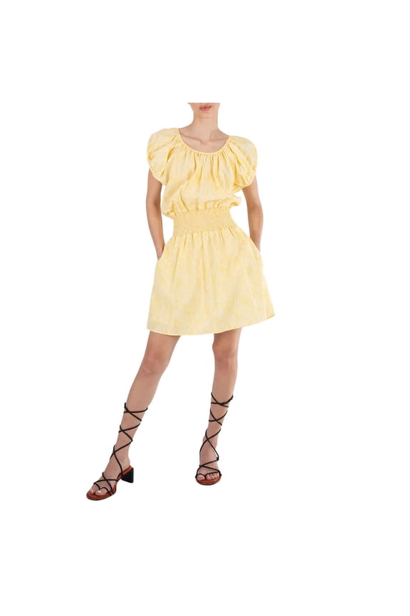 Lemon Gingham Snakeskin A-line Mini Dress, Brand Size 38 (US Size 6)