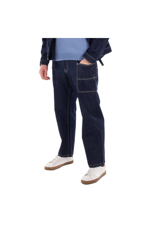 Logo-Patch Wide Leg Denim Pants, Size 29