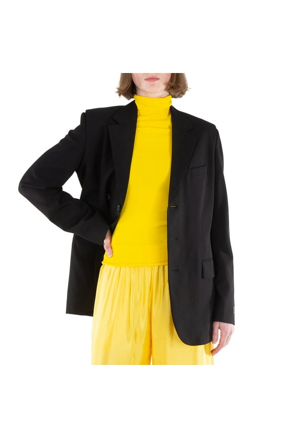 Logo-Patch Wool Jacket, Brand Size 38, (US Size 6)