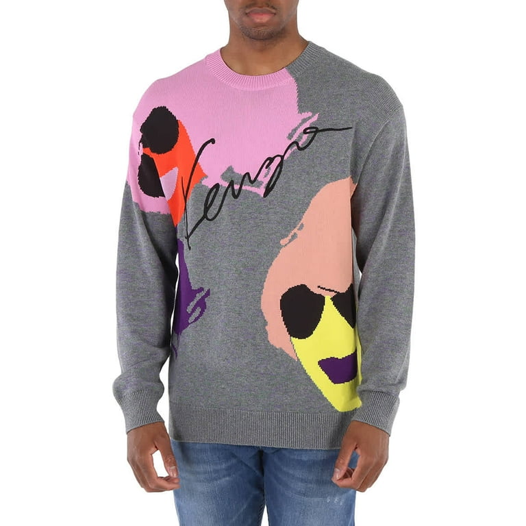 Kenzo Men s Stone Grey Tribute Oversize Jumper Size X Small