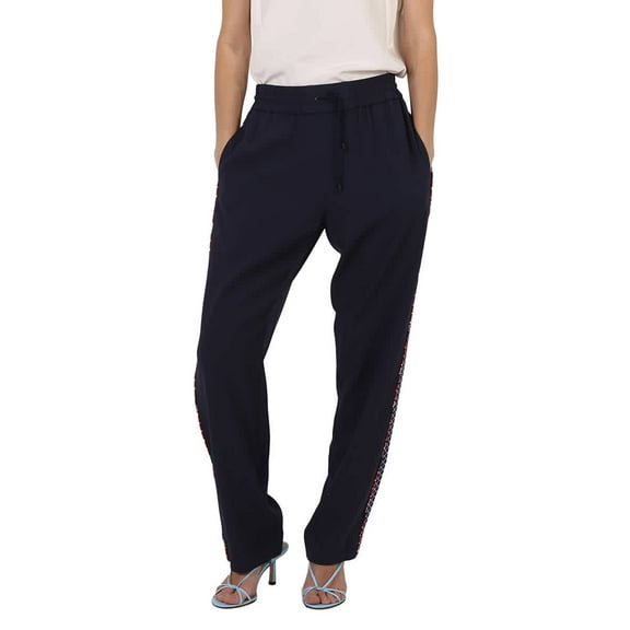Kenzo Midnight Blue Straight-Leg Cropped Track Pants, Brand Size 38 (US Size 6)