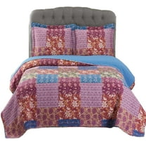 sheetsnthings Kenzy Microfiber Twin XL Quilt Sets- 2 Piece Oversized Reversible Printed Coverlets