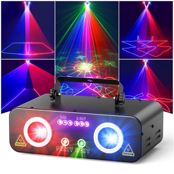 KeoBin 5-in-1 DJ Laser Party Lights Professional RGBUV Stage Projector with DMX & Remote
