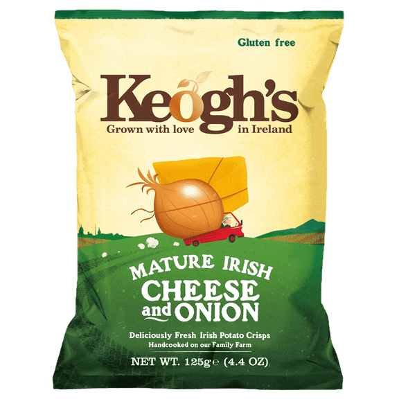 Keoghs Mature Irish Cheese And Onion Crisps Sharebag Irish Potato Chips 125g FROM IRELAND