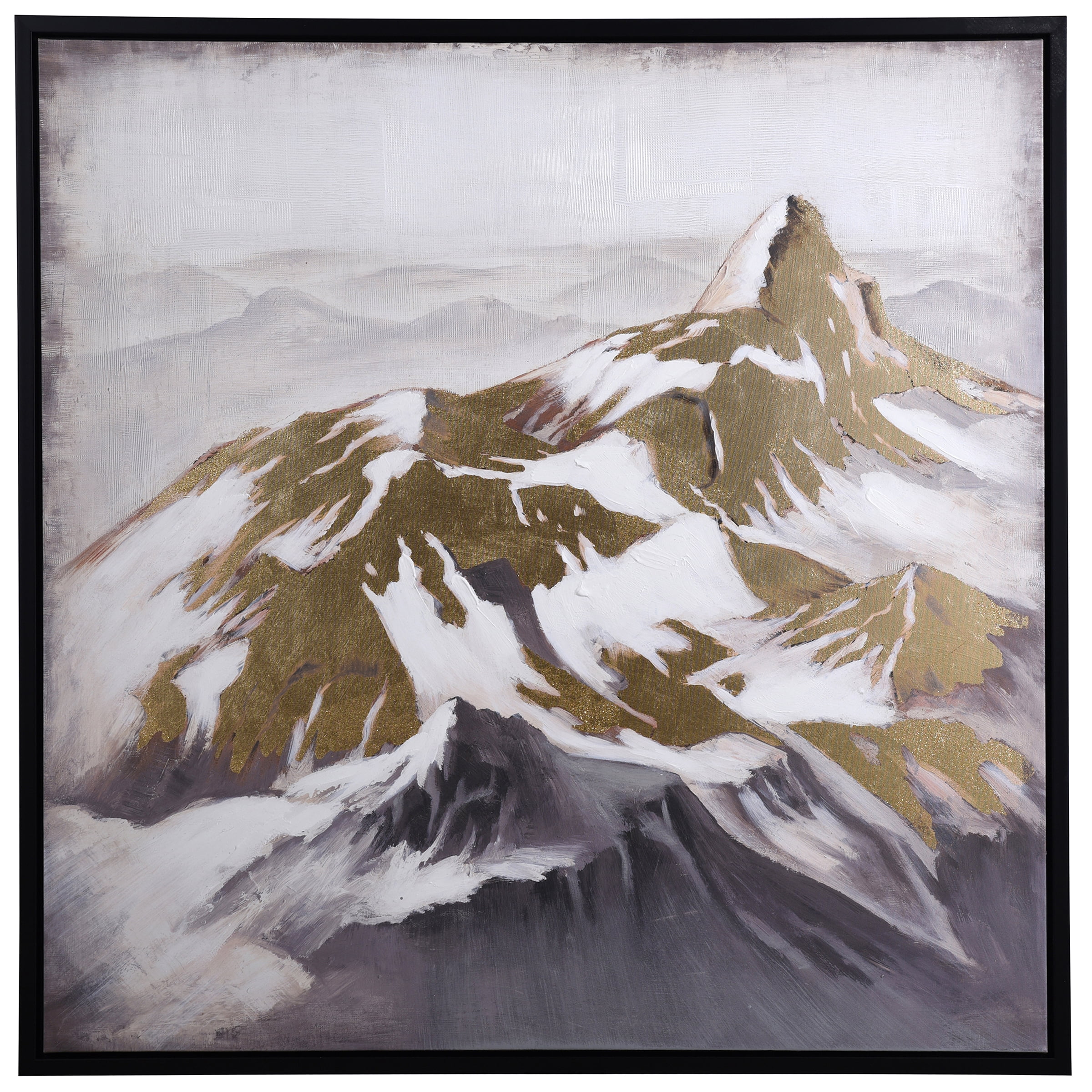 Keola Hand-Painted Mountain Tops Canvas with Floating Frame