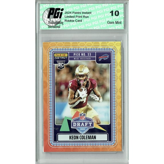 Keon Coleman 2024 Panini Instant #NFLDN-19 Draft Night Rookie Card PGI 10