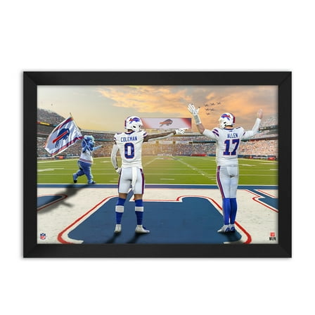 Keon Coleman and Josh Allen Buffalo Bills Framed Two-Player Art Print