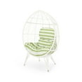 thumbnail image 1 of Keondre Indoor Wicker Teardrop Chair with Cushion, White and Green, 1 of 11