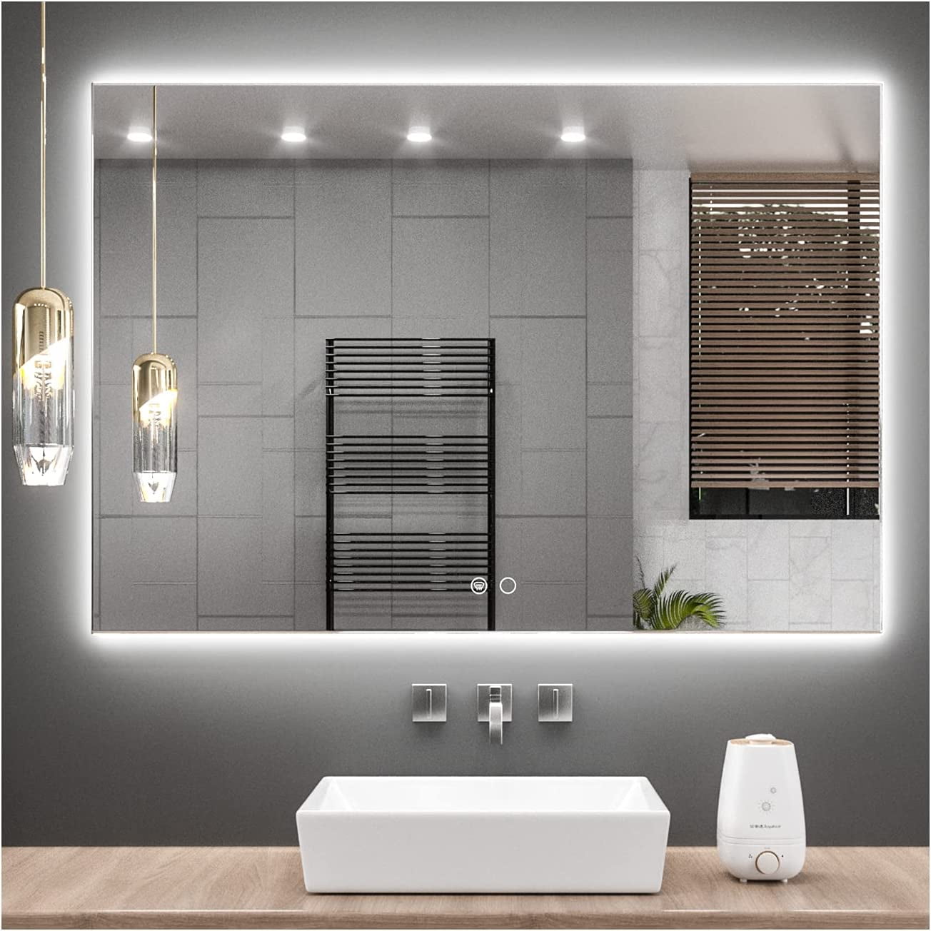 Modern Frameless Rectangular LED Bathroom Vanity Mirror, 40x28 inches