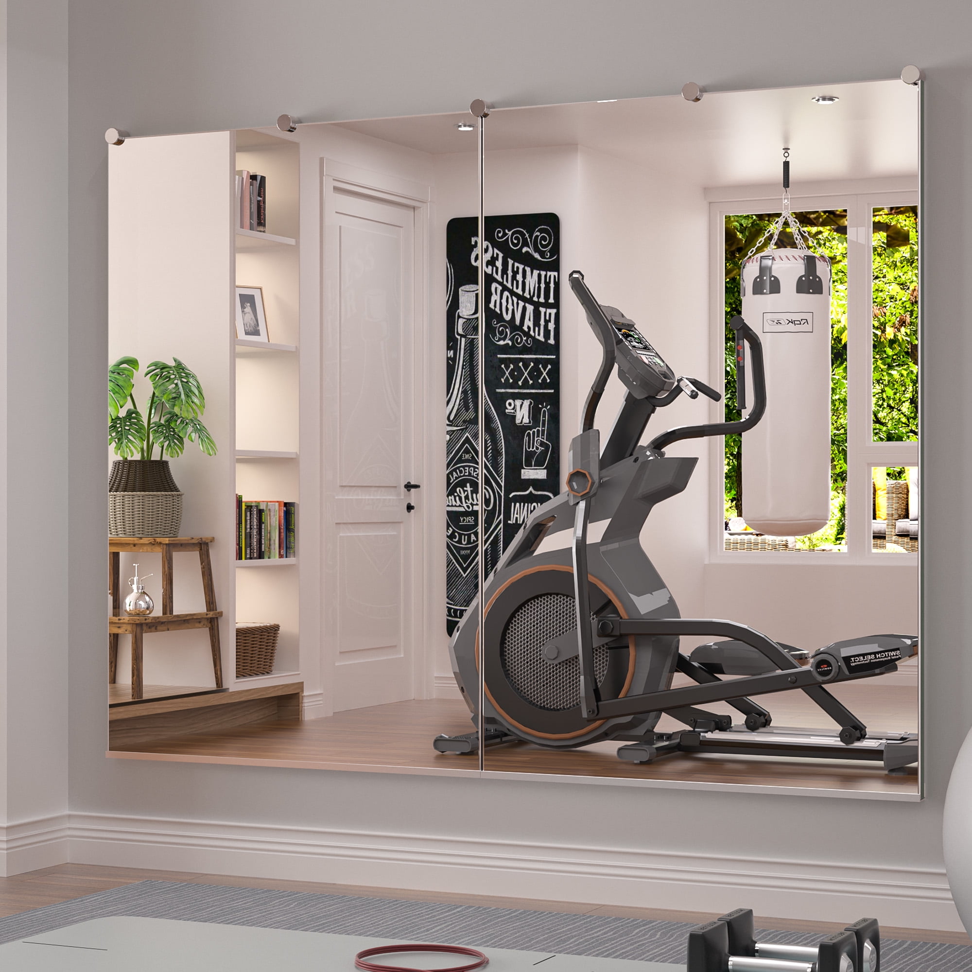 Keonjinn Home Gym Mirror, 48 x 32 inch Large Full Body Mirror, Glass