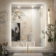 Keonjinn  LED Backlit Bathroom Vanity Wall  Mirror, Anti-Fog 28x36