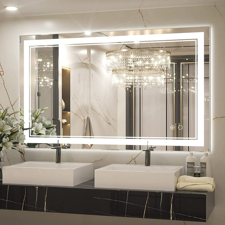 Free standing vanity mirror with lights hot sale