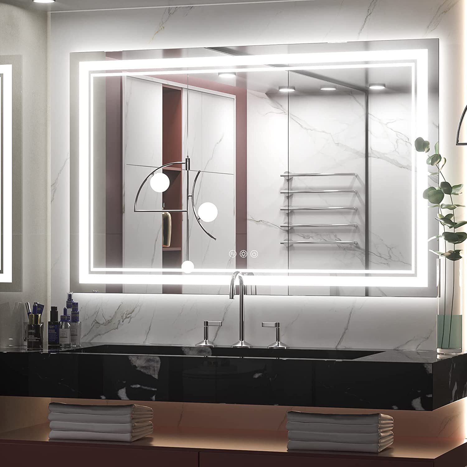 Keonjinn LED Bathroom Mirror with Frontlit and Backlit 48'' x 30