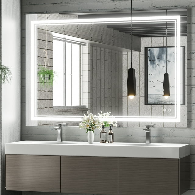 Keonjinn LED Bathroom Mirror with Lights, 40 x 24 inch Front Lighted