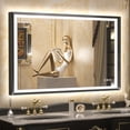 thumbnail image 1 of Keonjinn LED Bathroom Mirror with Lights 40x24 inch Black Metal Framed Front & Back Light Vanity Mirror Baroque Gothic Antifog Stepless Dimmable White/Warm/Natural, Rectangle Wall Mounted Mirror, 1 of 8