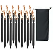 Keovoker 12 Pack Tent Stakes, 7-inch Ultralight Aluminum Ground Pegs with Reflective Pull Ropes, Tri-Beam Stake in a Carrying Bag, for Camping, Backpacking, Hiking, Hammocks and Canopy, Black