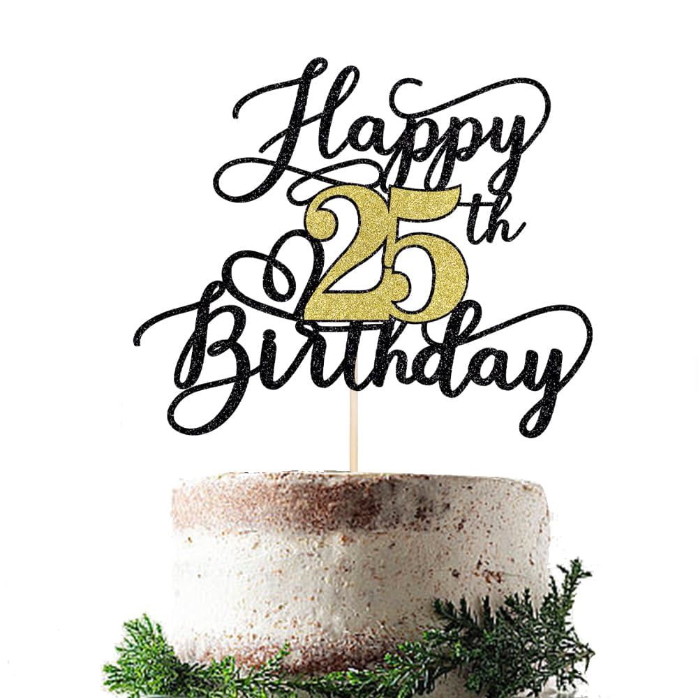 Gold Glitter 'Happy 25th Birthday' Banner - Party Decorations, 5 Inch Letters, DIY Assembly