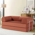 thumbnail image 1 of AMZFUN 63 Inch Full Size Floor Sofa, Corduroy Fabric With High Density Resilient Foam Filling, Multi-Purpose Folding Sofa for Living Room/Guest Room/Office/Apartment, Punmpkin, 1 of 8