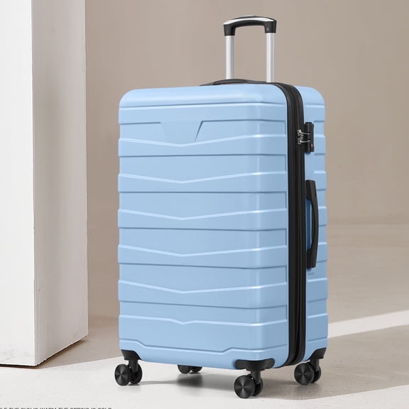 AMZFUN 20 Inches Carry On Luggage, Lightweight ABS+PC Hard Case Suitcase With 360° Rotating Silent Wheel, With TSA Lock, Airline Approved Luggage, Light Blue