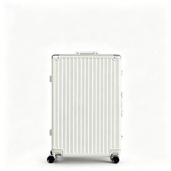 AMZFUN 20 Inch Luggage, Aluminium Frame, PC ABS Hard Shell Suitcases with Wheels, TSA Lock No Zipper, White