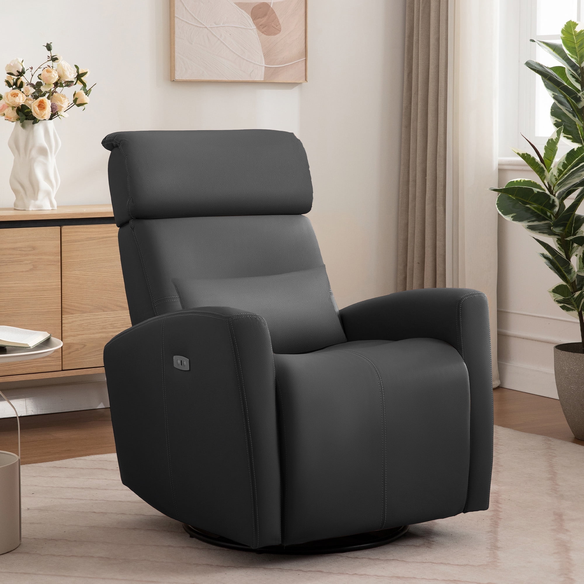 AMZFUN Modern Power Swivel Glider Recliner Chair - USB Port, Rocking  Motion, and Adjustable Design, Perfect for Living Room or Nursery,  Upholstery ..., image size:2000x2000