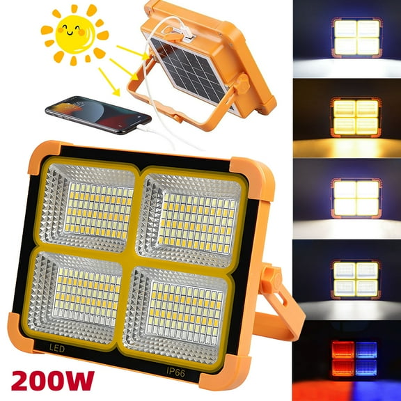 Kepeak 200W LED Solar Work Light Rechargeable, Magnetic Worklight with 2400mAh Battery, IP66 Waterproof