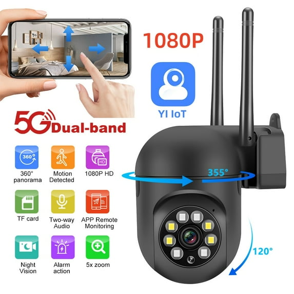 Kepeak 5G Smart Camera 1080p Indoor/Outdoor Security with Motion Detection, Black