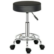 Kepeak Adjustable Stool with Wheels Round Rolling Stool for Spa Salon Office Stool Chair, Black
