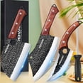 thumbnail image 1 of Kepeak Butcher Knife Set Hand Forged Serbian Chef Knife Viking Boning Knife Cleaver Knife 4PCS Kitchen Knife Set for Meat Cutting Home & Outdoor Cooking BBQ Knives Gift for Men, 1 of 7