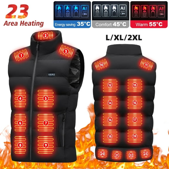 Kepeak Heated Vest For Men Women Unisex Electric Heated Coat without Power Bank USB Rechargeable Washable Heated Jacket Outdoor Fishing Hunting Waistcoat Hiking Vest,2XL
