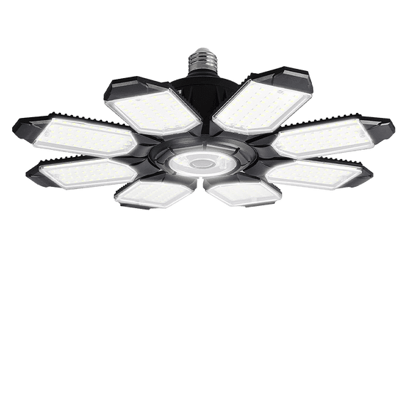 Kepeak LED Garage Ceiling Lights, 200W 6500K with 8+1 Deformable Panels Garage Lights for Garage, Workshop, Support E26/E27