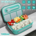 thumbnail image 1 of Kepeak Lunch Box , Bento Storage Box with 4 Compartments for Picnic, Protable 1000ML Bento Box with Fork, BPA-free, 1 of 8