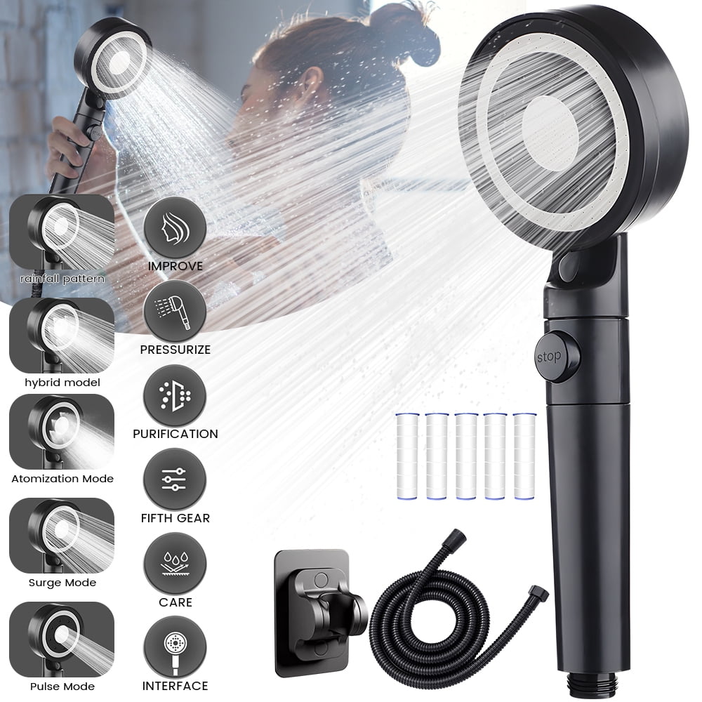 Kepeak Modern 5Setting Detachable Shower Head with 79Inch Hose, High